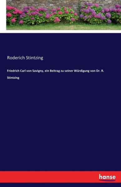 Cover for Stintzing · Friedrich Carl von Savigny, e (Book) (2016)