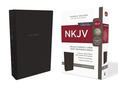 NKJV, Deluxe Reference Bible, Compact Large Print, Imitation Leather, Black, Red Letter Edition, Comfort Print - Thomas Thomas Nelson - Książki - Nelson Incorporated, Thomas - 9780785217527 - 12 czerwca 2018