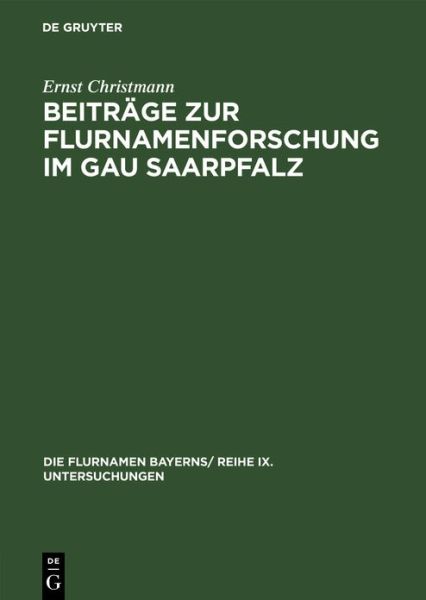 Cover for Christmann · Beiträge zur Flurnamenforsch (Book) (1938)