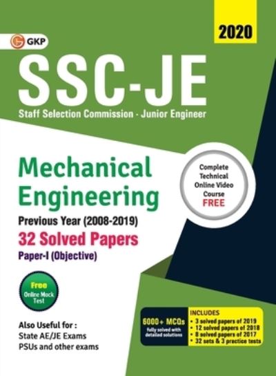 Cover for Gkp · Ssc Je 2020 Mechanical Engineering - Previous Years Solved Papers (2008-19) (Paperback Bog) (2019)