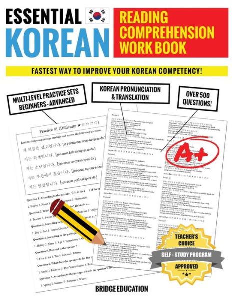 Cover for Bridge Education · Essential Korean Reading Comprehension Workbook: Multi-Level Practice Sets With Over 500 Questions (Pocketbok) (2019)