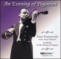 Library of Congress 17: Zino Francescatti Plays - Paganini / Francescatti / Balsam - Musik - BRIDGE - 0090404912528 - 29. oktober 2002