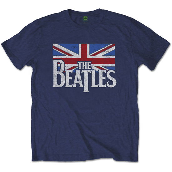 The Beatles Unisex T-Shirt: Drop T Logo & Vintage Flag - The Beatles - Mercancía -  - 5056368615528 - 