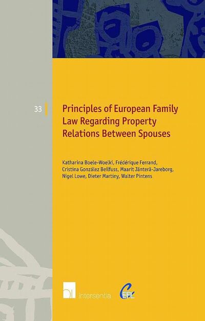 Cover for Katharina Boele-woelki · Principles of European Family Law Regarding Property Relations Between Spouses - European Family Law (Taschenbuch) (2013)