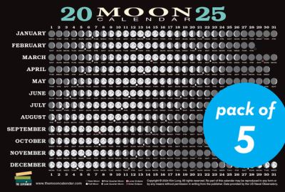 Cover for Kim Long · 2025 Moon Calendar Card (5 Pack): Lunar Phases, Eclipses, and More! (Lernkarteikarten) (2024)