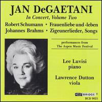 Jan Degaetani in Concert 2 - Schumann / Brahms / Degaetani / Luvisi - Musiikki - BRIDGE - 0090404902529 - lauantai 11. syyskuuta 1993