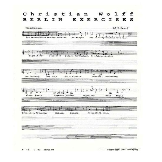 Cover for Christian Wolff · Berlin Exercises (LP) (2017)
