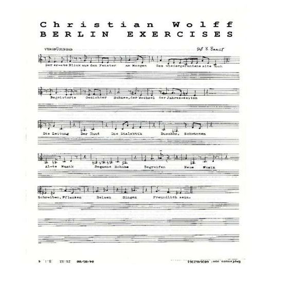 Cover for Christian Wolff · Berlin Exercises (LP) (2017)