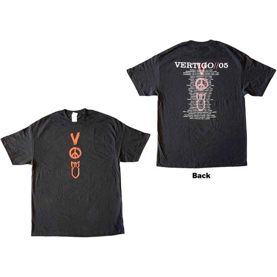 U2 Unisex T-Shirt: Vertigo Tour 2005 Symbols (Black) (Back Print & Ex-Tour) - U2 - Merchandise -  - 5056561051529 - 3. Oktober 2022