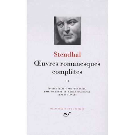 Cover for Stendhal · Oeuvres romanesques completes 3 (Innbunden bok) (2014)