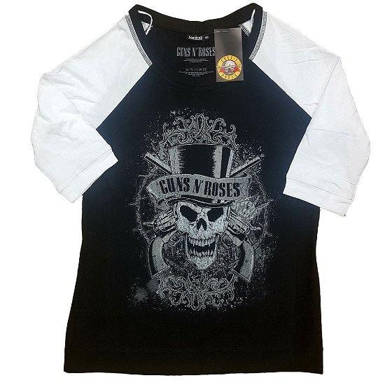 Cover for Guns N Roses · Guns N' Roses Ladies Raglan T-Shirt: Faded Skull (T-shirt) [size XS] [Black, White - Ladies edition]