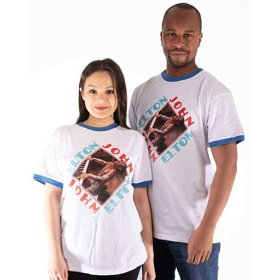 Elton John Unisex Ringer T-Shirt: Piano Diamond - Elton John - Merchandise -  - 5056561053530 - 