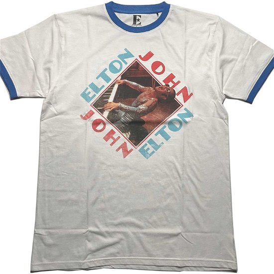 Elton John Unisex Ringer T-Shirt: Piano Diamond - Elton John - Fanituote -  - 5056561053530 - 