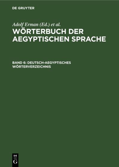 Cover for Adolf Erman · Deutsch-Aegyptisches Wörterverzeichnis (Book) (1992)