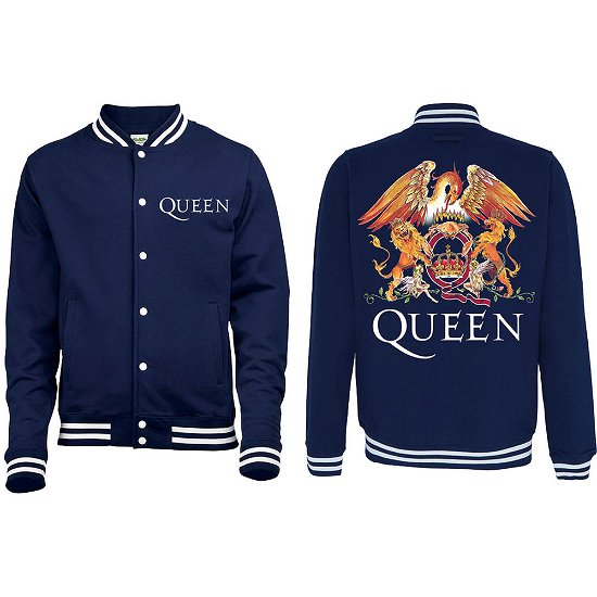 Queen Unisex Varsity Jacket: Crest (Back Print) - Queen - Produtos - Bravado - 5055979940531 - 