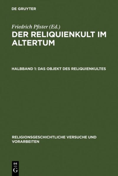 Cover for Friedrich Pfister · Das Objekt des Reliquienkultes (Book) (1974)