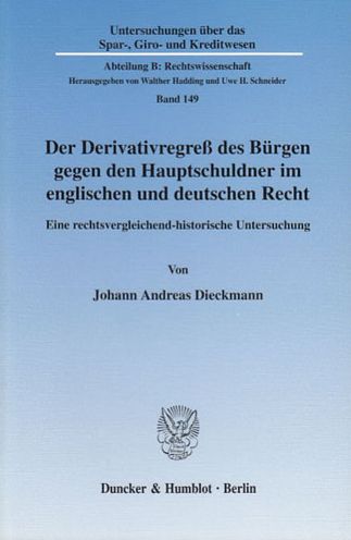 Cover for Dieckmann · Der Derivativregreß des Bürge (Book) (2003)