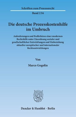 Cover for Gogolin · Die deutsche Prozesskostenhilfe (Bog) (2015)