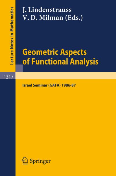 Cover for Joram Lindenstrauss · Geometric Aspects of Functional Analysis: Israel Seminar (Gafa) 1986-87 - Lecture Notes in Mathematics (Paperback Bog) (1988)