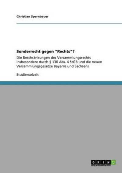 Cover for Spernbauer · Sonderrecht gegen &quot;Rechts&quot;? (Book) [German edition] (2008)