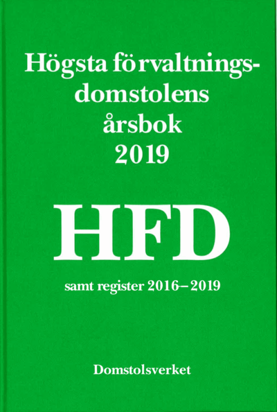 Cover for Högsta förvaltningsdomstolens årsbok 2019 (HFD) (Gebundesens Buch) (2020)