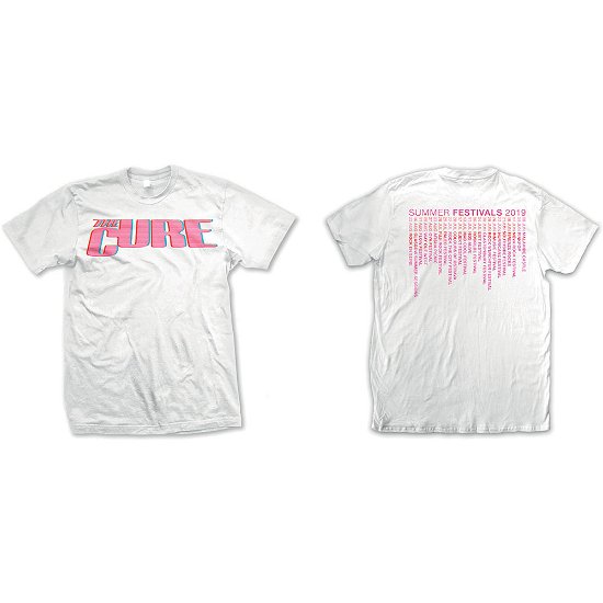 Cover for The Cure · The Cure Unisex T-Shirt: Neon Logo (Back Print / Ex. Tour) (T-shirt) [size S] [White - Unisex edition]