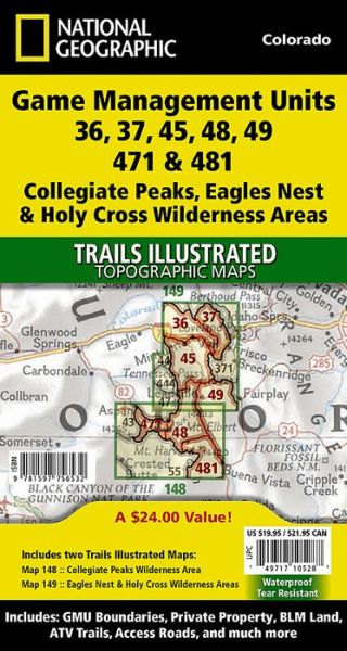 Cover for National Geographic Maps · Collegiate Peaks, Eagles Nest, And Holy Cross Wilderness Areas Gmu [map Pack Bundle] (Map) (2023)