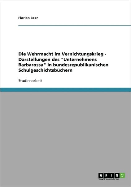 Cover for Beer · Die Wehrmacht im Vernichtungskrieg (Book) [German edition] (2007)