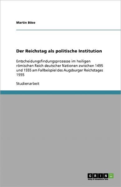 Cover for Böse · Der Reichstag als politische Insti (Book) [German edition] (2013)
