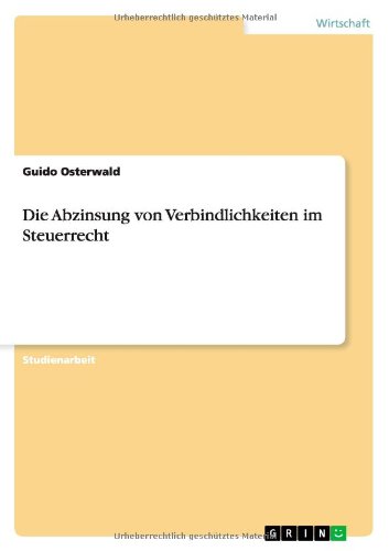 Cover for Osterwald · Die Abzinsung von Verbindlich (Book) [German edition] (2012)