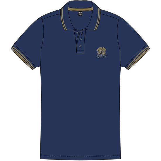 Cover for Queen · Queen Unisex Polo Shirt: Crest Logo (Kläder) [size S] [Blue - Unisex edition]