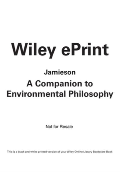 Cover for Dale Jamieson · A Companion to Environmental Philosophy (Paperback Book) (2018)