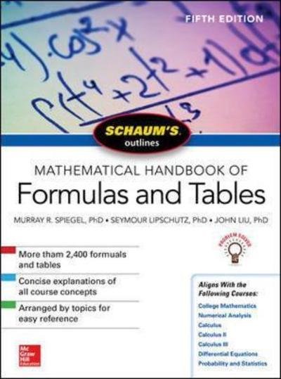Cover for Seymour Lipschutz · Schaum's Outline of Mathematical Handbook of Formulas and Tables, Fifth Edition (Paperback Bog) (2018)