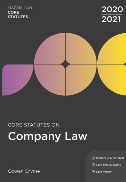 Cover for Cowan Ervine · Core Statutes on Company Law 2020-21 - Macmillan Core Statutes (Pocketbok) [5th ed. 2020 edition] (2020)