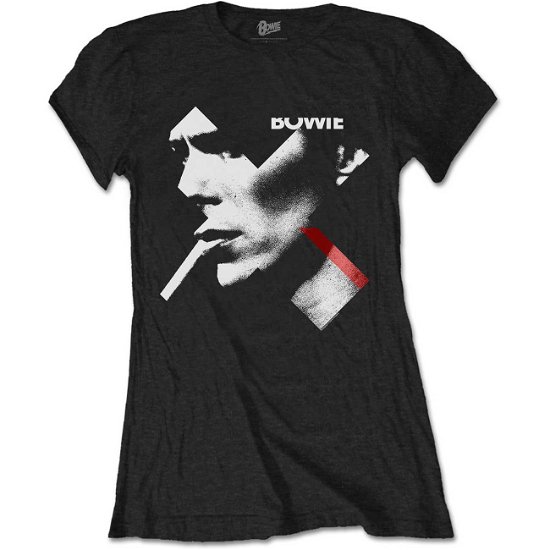 David Bowie Ladies T-Shirt: X Smoke Red - David Bowie - Produtos - Rockoff - 5056170643535 - 