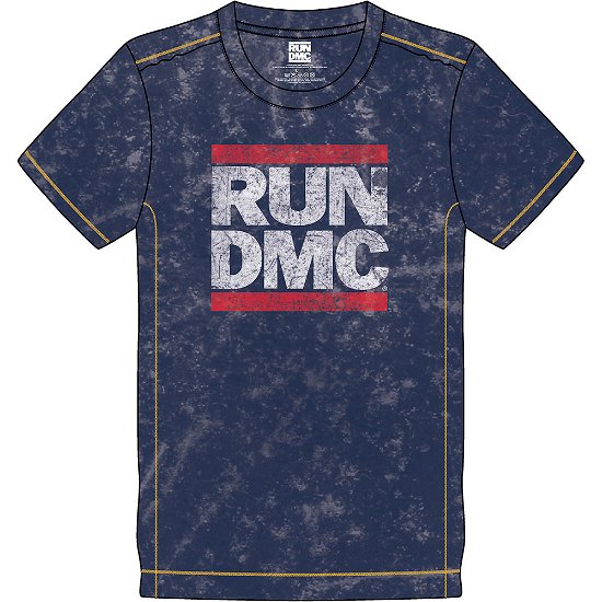 Cover for Run DMC · Run DMC Unisex T-Shirt: Logo (Wash Collection) (T-shirt) [size M] [Blue - Unisex edition]