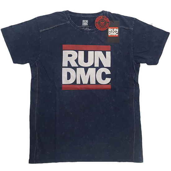 Cover for Run DMC · Run DMC Unisex T-Shirt: Logo (Wash Collection) (T-shirt) [size M] [Blue - Unisex edition]