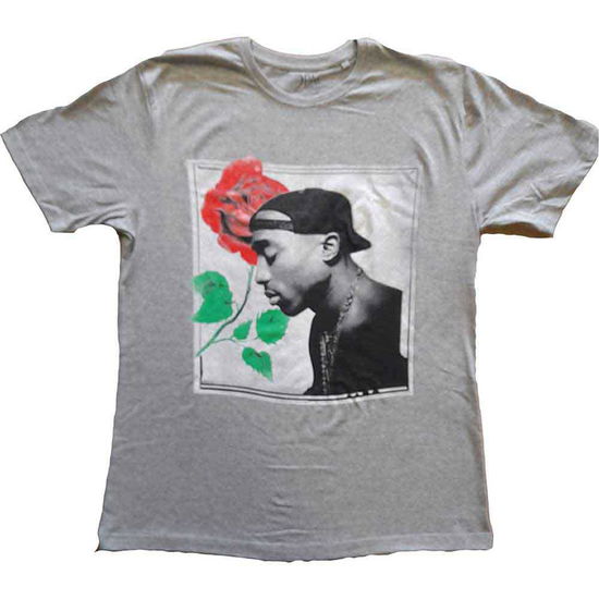 Tupac Unisex T-Shirt: Rose (Grey) - Tupac - Merchandise - - 5056561032535 - April 11, 2022