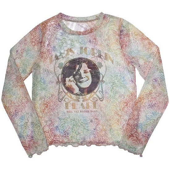 Janis Joplin Ladies Long Sleeve T-Shirt: Pearl (Mesh) - Janis Joplin - Merchandise -  - 5056737237535 - 