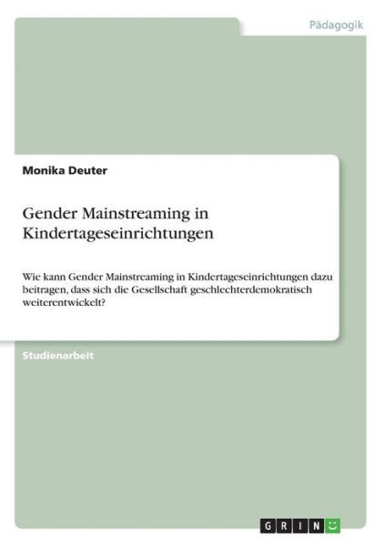 Cover for Deuter · Gender Mainstreaming in Kinderta (Buch)
