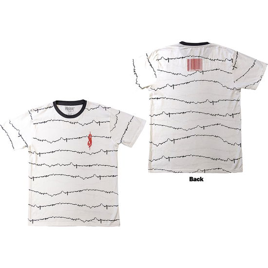 Slipknot Unisex Ringer T-Shirt: The End, So Far Tribal-S & Barcode (White) (Back Print) - Slipknot - Produtos - - 5056821096536 - 6 de fevereiro de 2025