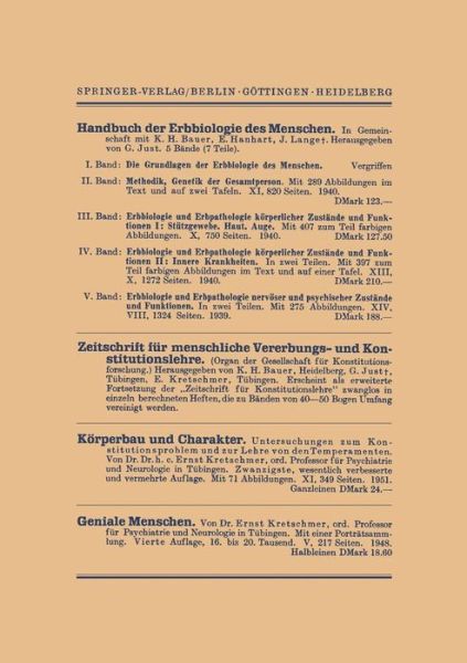 Vier Vortrage: Die Stellung Des Menschen Im Reiche Des Lebendigen. UEber Die Beurteilung Geistiger Leistung. Gegenwartsprobleme Der Anthropologie. Alte Und Neue Sozialanthropologie - Gunther Just - Books - Springer-Verlag Berlin and Heidelberg Gm - 9783540015536 - 1951