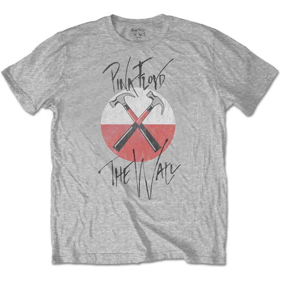 Pink Floyd Unisex T-Shirt: The Wall Faded Hammers Logo - Pink Floyd - Merchandise - ROCK OFF - 5056170607537 - 