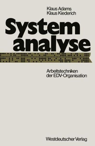 Cover for Klaus Adams · Systemanalyse (Paperback Book) [German, 1973 edition] (1973)