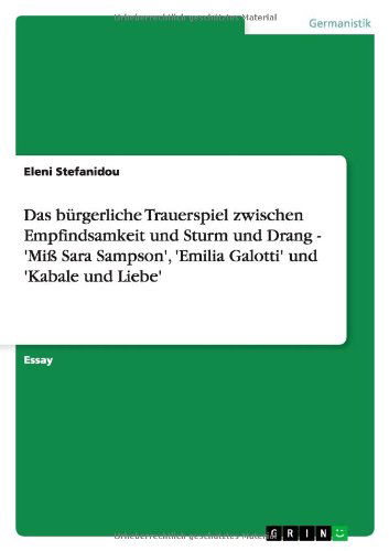 Cover for Stefanidou · Das bürgerliche Trauerspiel (Book) [German edition] (2009)