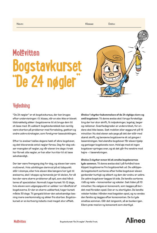 Molevitten, læsespor: Bogstavkurset "De 24 nøgler", Molevitten 0.-1. kl. - Pernille Frost - Books - Alinea - 9788723573537 - August 1, 2024