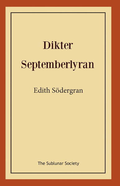 Cover for Edith Södergran · Dikter: septemberlyran (Paperback Book) (2018)