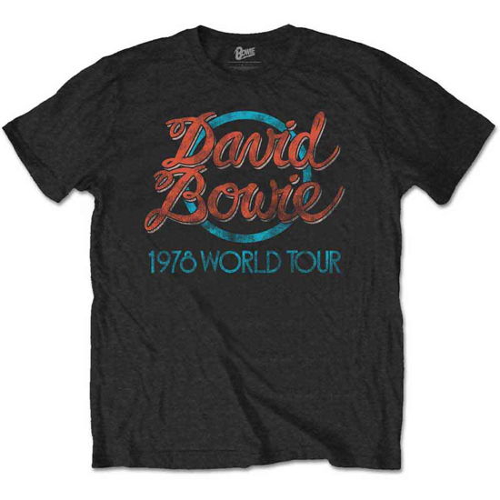 David Bowie Unisex T-Shirt: 1978 World Tour - David Bowie - Fanituote - Bravado - 5055979967538 - maanantai 12. joulukuuta 2016