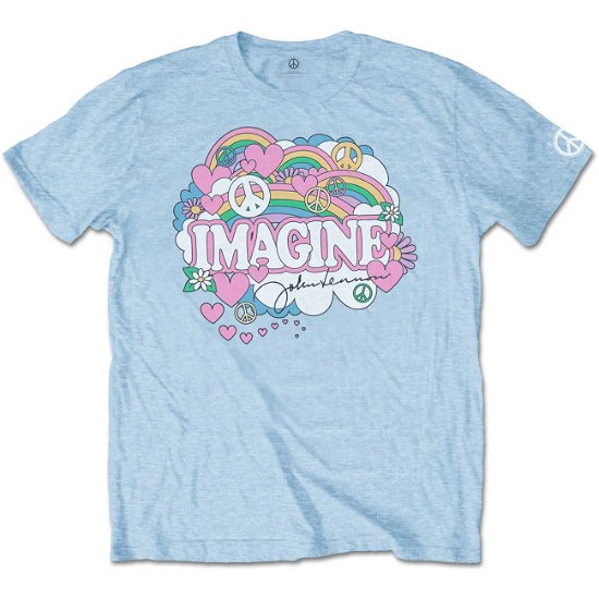 John Lennon Unisex T-Shirt: Rainbows, Love & Peace - John Lennon - Fanituote -  - 5056170655538 - 