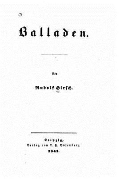 Cover for Rudolf Hirsch · Balladen (Taschenbuch) (2015)